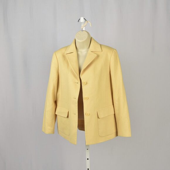 Talbots Jackets & Blazers - Talbots Butter Yellow Structured Wool Blend Button Down Blazer Size 6P